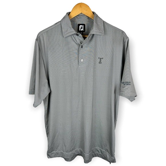 FootJoy Other - FootJoy Men's Medium Gray Striped Logo Short Sleeve Golf Polo Shirt